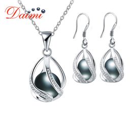 DMSFP001 Pearl Jewellery Sets Silver 925 Jewellery 89mm Bohemian style BlackWhitePinkPurple Pearl Set For Women9570135