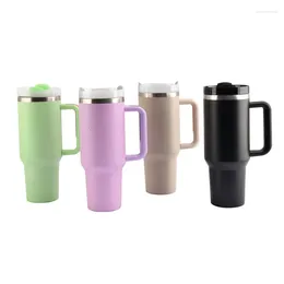 Water Bottles 304 Stainless Steel Insulated Cup 40oz Car Outdoor Straw Ice Cream Mounted Large Capacity Handle Capa