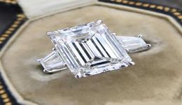 Original 925 Sterling Silver 5ct Emerald cut Created Moissanite Wedding Engagement Cocktail Diamond Rings for Women Fine Jewelry2488735