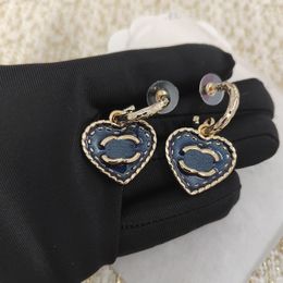 Designer Earrings Brass Material 925 Silver Needles Anti-allergic Blue Heart Luxury Brand Letter Earring Ladies Weddings Parties Gifts Exquisite Jewelry High-end