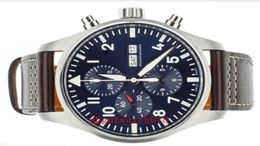 New luxury mens watch series 377714 little Prince quartz Chronograph black leather strap fashion sports military Wristwatches2246081
