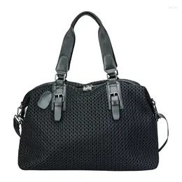 Drawstring Black Mesh Large Capacity Travel Bag Women In Casual Simple Design Nylon Tote Lightweight Organiser Shopper Shoulder