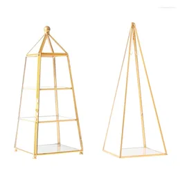 Jewelry Pouches Gold Plated Pyramid A-Line Rack Stand Holder For Earrings Ring