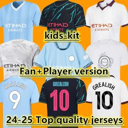 Soccer Jerseys HAALAND 24 25 DE BRUYNE PHILLIPS MANS CITIES GREALISH FERRAN JOAO MAHREZ FODEN BERNARDO 2024 2025 CANCELOZ RODRIGO Men Football Shirt Kids Kit Sets