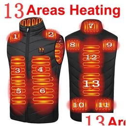 Men'S Vests Mens 21 Areas Heated Vest Men Jacket Winter Womens Electric Usb Heater Tactical Man Thermal Body Warmer Coat 6Xl Drop Deli Dhzoo