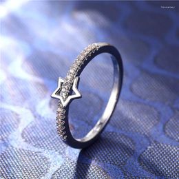 Cluster Rings Exquisite Silver Color Super Fine CZ Zircon Star Fashion Simple Women's Engagement Wedding Jewelry Gifts