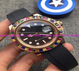 6 Style Luxury Watches RAINBOW Diamond 18K ROSE GOLD Silver 116695SATS New Rubber Strap Automatic Fashion Mens Watch Wristwatch2327554