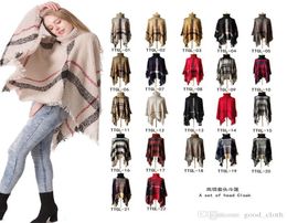 Plaid Poncho Women Tassel Blouse Knitted Coat Sweater Vintage Wraps Knit Scarves Tartan Winter Cape Grid Shawl Cardigan Cloak Cape7762473