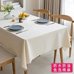 Table Cloth Colour Tablecloth Non-washable Cotton Linen Fabric Spot Waterproof Oil-proof Mat Blue