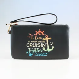 Wallets Anchor & Cruise Letter Print Wallet Fashion Wrist Makeup Bag Zero Mobile Phone