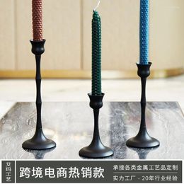 Candle Holders Withered Creative Retro Nordic Candlestick Metal Iron Tray Candlelight Dinner Base Pillar