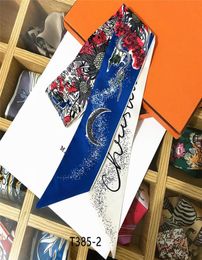 Fashion Crescent Bay Plants and Flowers Women039s Scarf Bag Ribbons Brand Small Silk For Slim Line Print Head Long Scarves Shaw3174290