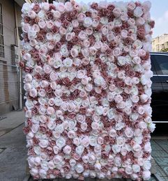 3D Artificial Flower Wall With Fabric DIY Wedding Background New Hydrangeas Bicuculline Peony Lawn Pillar Fake Flower Plate Road L1609022