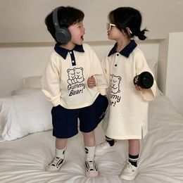 Clothing Sets Spring Korean Style Children's Set Boys Girls Siblings T-Shirt Polo Shirt Girl's Skirt Baby Outfit