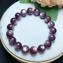 Link Bracelets Natural Purple Lepidolite Bracelet Crystal Gemstone Fashion Healing Chakra Stress Reiki Yoga Energy 1pcs 9/10/12MM