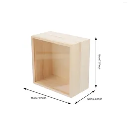 Gift Wrap Display Box Lid Wooden Crafts Storage Wood Case Organiser