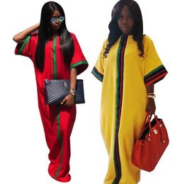 New Casual Traditional African Long Maxi Dress Summer Digital Printing Half Sleeved Robe Gowns Dresses Loose Plus Size Women Cloth7713439