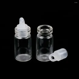 Storage Bottles 10pcs 1ml Clear Glass Wishing Bottle Drifting Vials With Plastic Cap