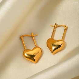 Stud Earrings UworldStainless Steel Chic Heart Charm Gold Colour High Quality Tarnish Free Trendy Fashion Jewellery For Women Bijoux