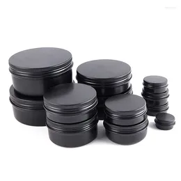 Storage Bottles 15/30/50/60/80/150/250ml Black Empty Round Aluminium Box Metal Tin Cosmetic Cream Portable Travelling DIY Refillable Jar