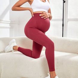 Pregnant Women's Slimming High Elastic Breathable Yoga Pants for Pregnancy Mid-high Waist Long Leggings