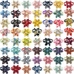 Dog Apparel 50PCS Summer Pet Bowties Big Flower Dogs Accessories Fashion Bow Ties Cat Pets Grooming Products For Cats Supplies