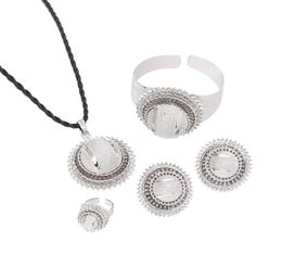 Silver Ethiopian Jewellery Sets Round Silver Plated Habesha Bride Wedding Eritrea Africa Gold Jewellery Set2920131