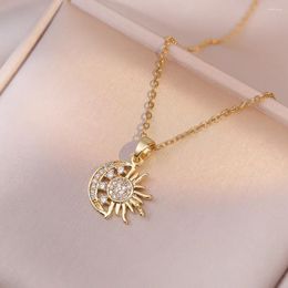 Pendant Necklaces Necklace Women's European And American Micro Set Zircon Sun Geometry With Light Luxury Unique Design Collar Chain