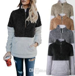 Women Hoodies Warm Fleece Sweatshirt Long Sleeve Casual Sweatshirts Sherpa Pullover matching Colour sweatshirt with pocket CNY8118454619