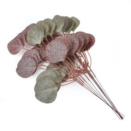 Decorative Flowers 10PC 12.6inch Simulated Autumn Circular Five Colour Eucalyptus Leaf Home Decoration Vase Accessories