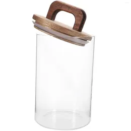 Storage Bottles Glass Canisters Lids Clear Sugar Container Coffee Canister Airtight Food Jars Handle Tea Beans