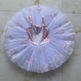 Stage Wear Skirt Belly Dance Costumes Performance Embroidery Dress Pink Professional Ballet Skirts Tutu Pancake Children's