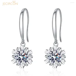 Stud Earrings JECIRCON 925 Sterling Silver Moissanite For Women D Color 1 Carat Snowflake Earhook Hexagram High-end Wedding Jewelry