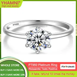 Cluster Rings Luxury PT950 Platinum Solitaire 0.5/1/2/3 Diamond Moissanite Women's Engagement Wedding Bands Fine Jewellery