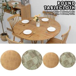 Table Cloth Round Waterproof Farmhouse Cover Decorative Wood/Woven Texture Tabletop Protection Rustic Tablecloth