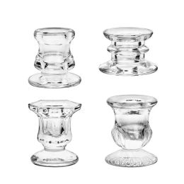 Candles Clear Glass Candle Holders for Taper Candles Transparent Candlestick for Home Wedding Table Centerpiece Decoration