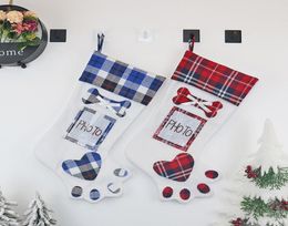 Navidad Dog Paw Merry Stocking Gift Storage Bag Christmas Tree Pendant Socks Organiser Decorations Custom Ornaments 15bh C24592587