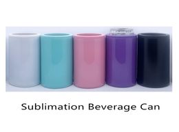 12oz Skinny Straight Beverage cooler tumbler 5 colors Can koozie stainless steel cola vacuum bottle for canned drink A078573670