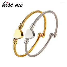 Bangle Kissme High-quality Stainless Steel For Women Waterproof Non-fading Loving Heart Adjustable Fashion Jewelry