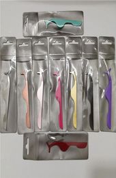 9 styles False Eyelash Tweezers Fake Eye Lash Applicator Eyelash Extension Curler Nipper Auxiliary Clip Clamp Makeup Tools with ba8280334