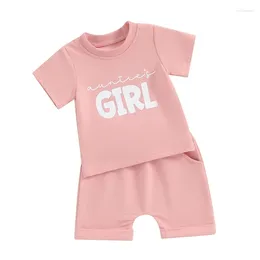 Clothing Sets Fhutpw Toddler Baby Girl Outfits Short Sleeve Letters T-shirt Tops Shorts Summer Clothes 3 6 12 18 Months