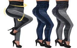Legging High Waist Imitation Jean Slim Elastic Seamless Plus Size 3XL Skinny Pencil Pant Female Workout Running Leggings6837318