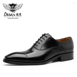 Dress Shoes DESAI Three Joint Handmade Men's Business Leather Pointed Oxford Raised Shoe