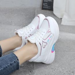 Fitness Shoes Elevator White 2024 Trendy Autumn Student All-match Platform Casual Sports Dad Women's