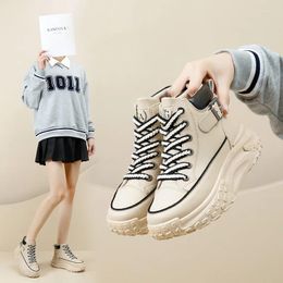 Casual Shoes Women's Fashion Lace Up Canvas High Top Sports Outdoor Leisure Walking Elevated Platform