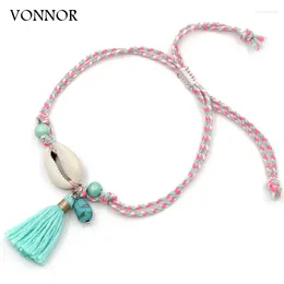 Anklets For Women Girl Foot Jewelry Vacation Beach Barefoot Sandals Bracelet On The Leg Ankle Strap Bohemian Shell Tassel Anklet