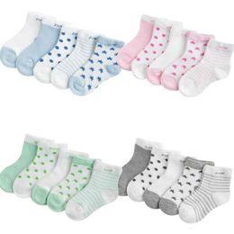 Barnstrumpor 5pairs/Lot Summer Mesh Breattable Baby Socks Nyfödda tecknad strumpa för flickor pojkar babykläder tillbehör y240504