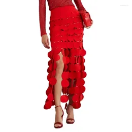 Skirts Runway Dress 2024 Early Spring Temperament Design Sense Splicing Round Piece Fringe High Waist Solid Colour Skirt