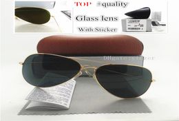 Luxury Quality Glass Lens Pilot Classic Sunglasses Men Women Brand Designer Shade Unisex UV400 Mirror 58MM 62MM Sun Glasses Brown 6257712