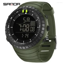 Wristwatches SANDA 2024 Men's Watches Outdoor Sport Military Digital Watch 50M Waterproof Wristwatch For Men Clock Relogio Masculino 6071